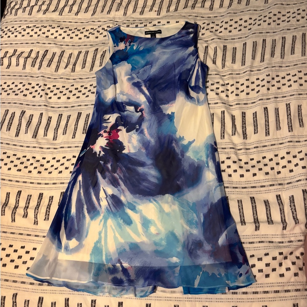 American Living Blue Watercolor Dress